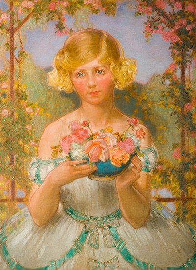 Jane with Bowl of Roses by William Shackleton